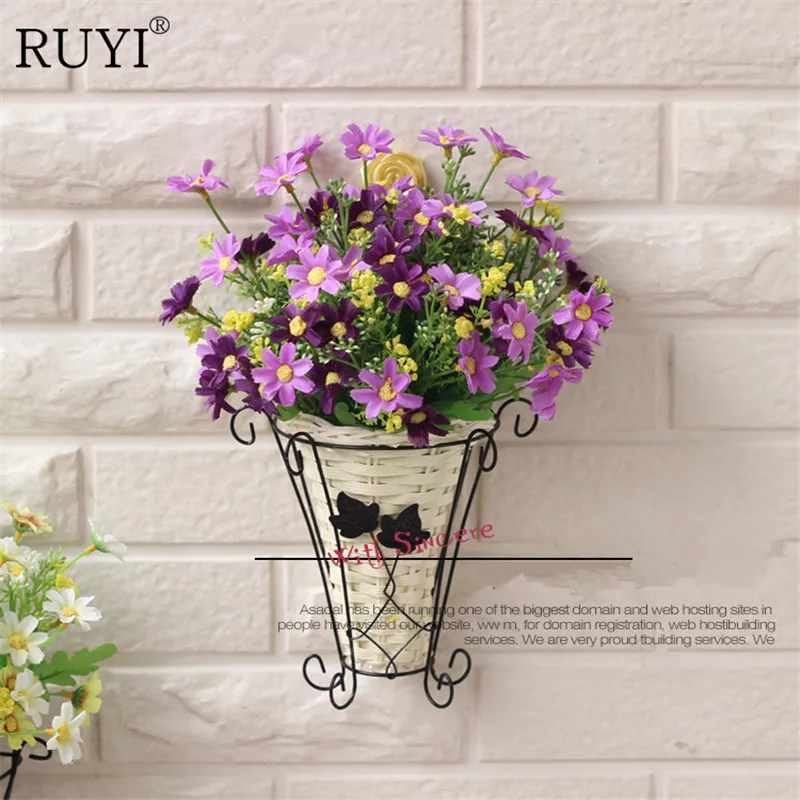 Милый 1 набор PE ваза из ротанга + цветы Маргаритка искусственный цветок шелковые