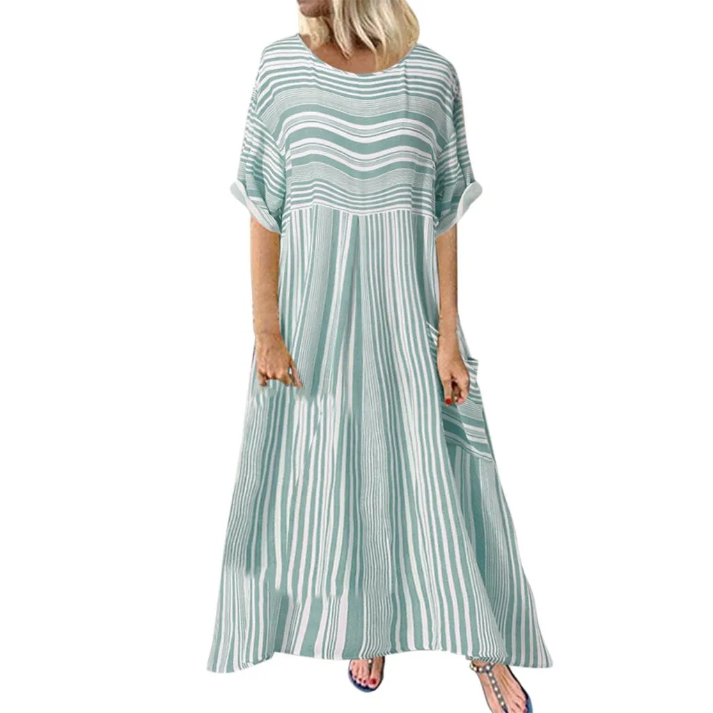 Летнее Длинное Платье Макси платье es для женщин 2019 модное повседневное Полосатое