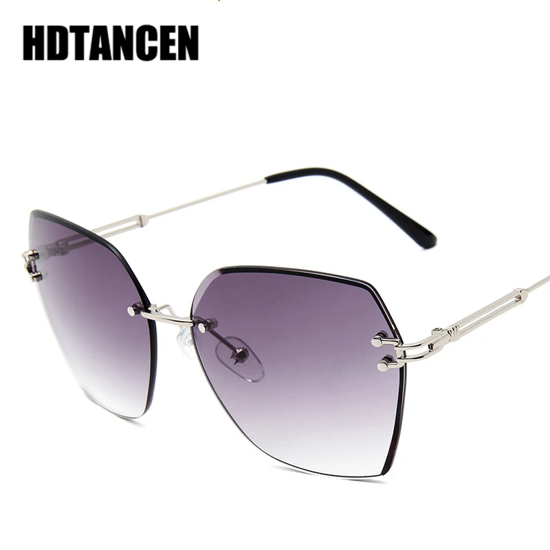 

HDTANCEN New Rimless Sunglasses Women Brand Designer Sun Glasses Gradient Shades Cutting Lens Ladies Frameless Metal Eyeglasses