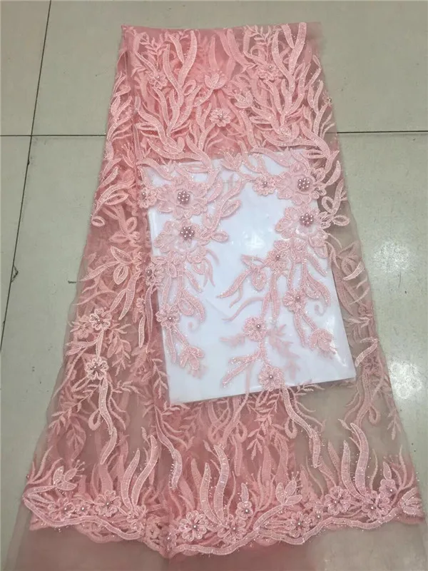 2018 Elegant Gold african lace fabric high quality french tulle hot sale beads for party Sky blue white | Дом и сад