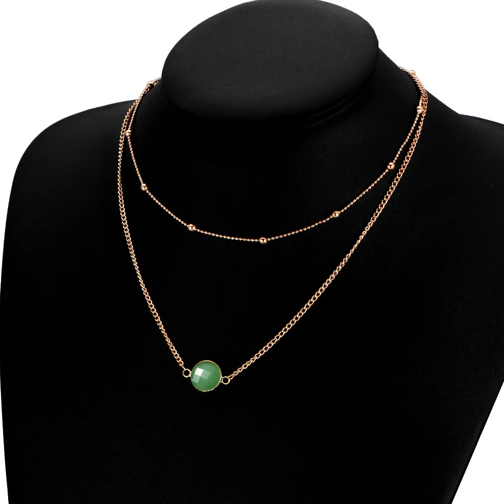 10 шт./лот двухслойные ожерелья для женщин и девочек цепочка ключиц золотой цвет