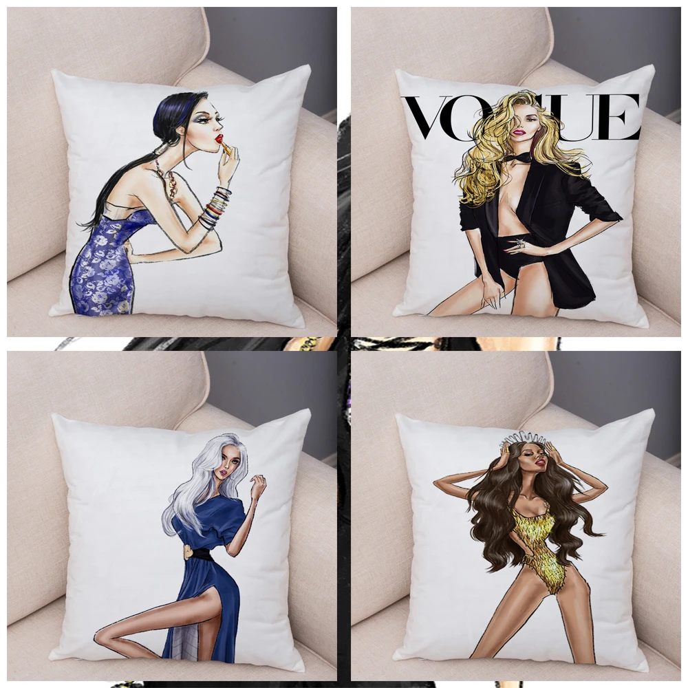 Vogue мультипликационные эротические Женская подушка крышка Короткие Плюшевые