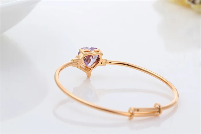 Новый милый желтого золота Цвет проложить Фиолетовый любовь персик сердца CZ