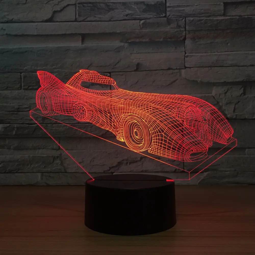 3D светодиодный Иллюзия гоночный автомобиль модель ночника USB 7 цветов Настольная