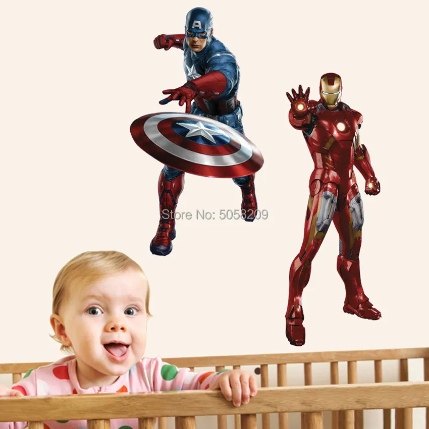 Капитан Америка 3d сломанные виниловые настенные наклейки мстители супергерой Marvel плакат для детской украшения Аниме Обои 70*50 см