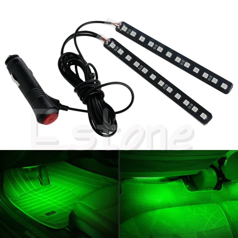 2X12 LED Car SUV Interior Footwell Floor Decor Atmosphere Light Neon Strip Green | Автомобили и мотоциклы