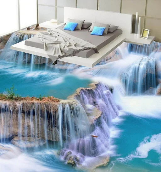 

[Самоклеющиеся] 3D белые ручьи озеро 5 нескользящие водонепроницаемые фото самоклеющиеся напольные настенные стикеры обои фрески печать нак...