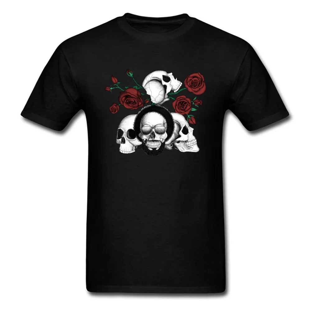 Гранж черепа и красная роза 2018 забавная афро Череп Печать Мужская футболка