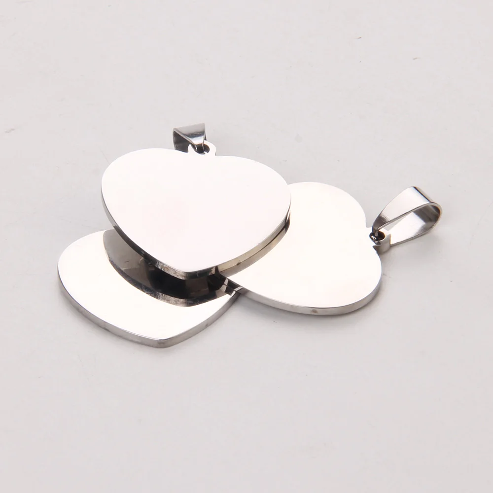 

350pcs/lot Stainless Steel Heart Pet Dog tag Charm Pendant Blanks Engraving Necklace Women Jewelry