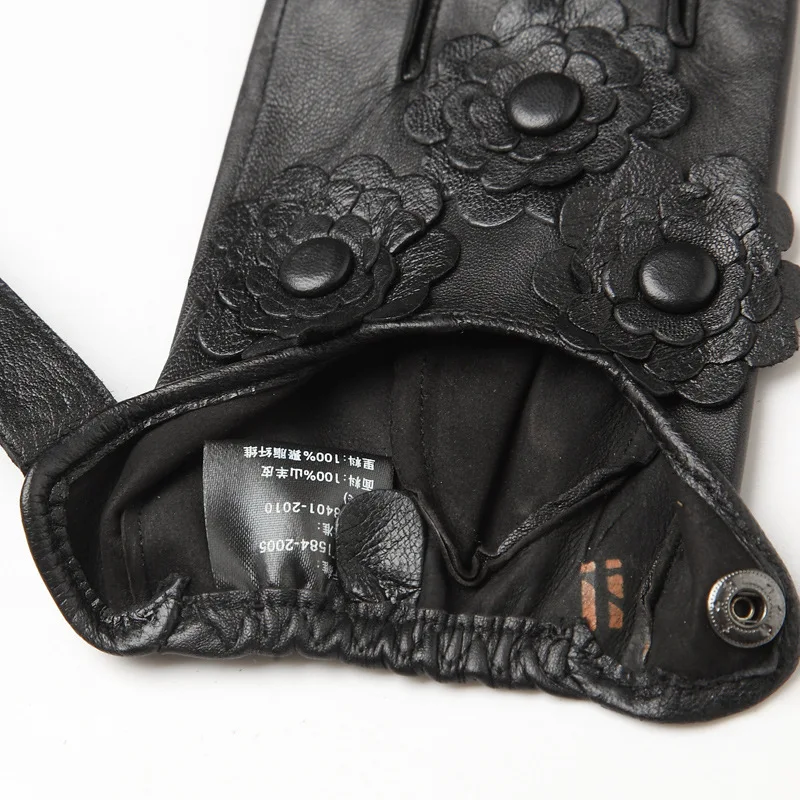 New Female 100% Pure Real Leahter Flower Thin Half Finger Cool Gloves Women Driving Riding Semi-Finger Sports Fitness Luvas | Аксессуары