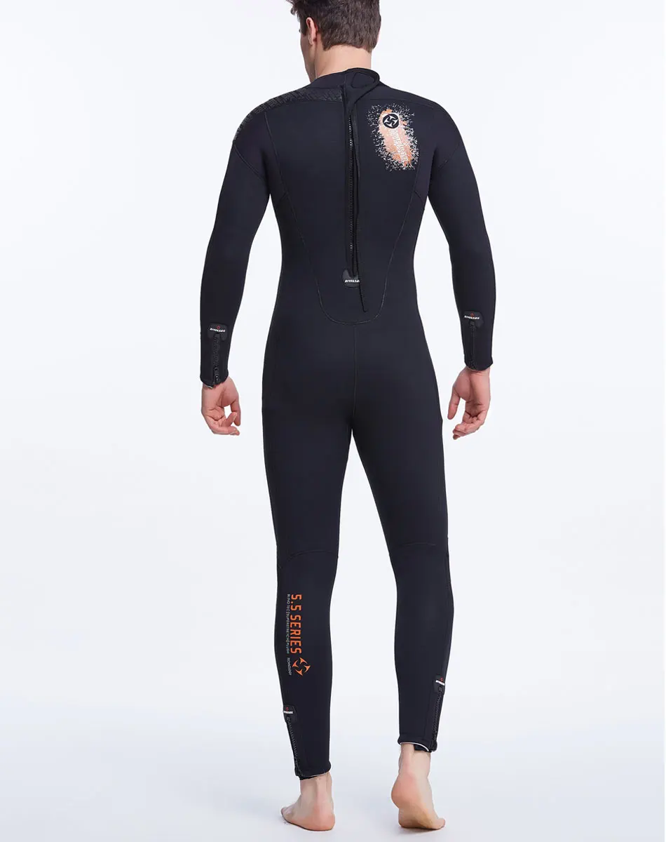 Неопреновый Мужской гидрокостюм 5 мм полностью закрывающий корпус молния сзади