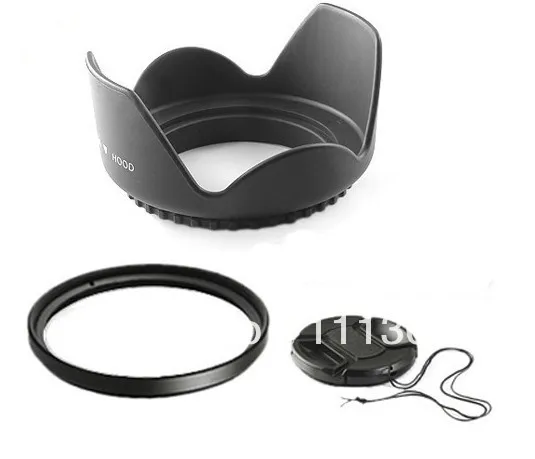 

72mm 72 mm Flower Lens Hood +UV Filter +Lens Cap for Canon EOS 400D 550D 500D 600D 1100D Nikon D80 D50 D7000 D3100 DS DSLR