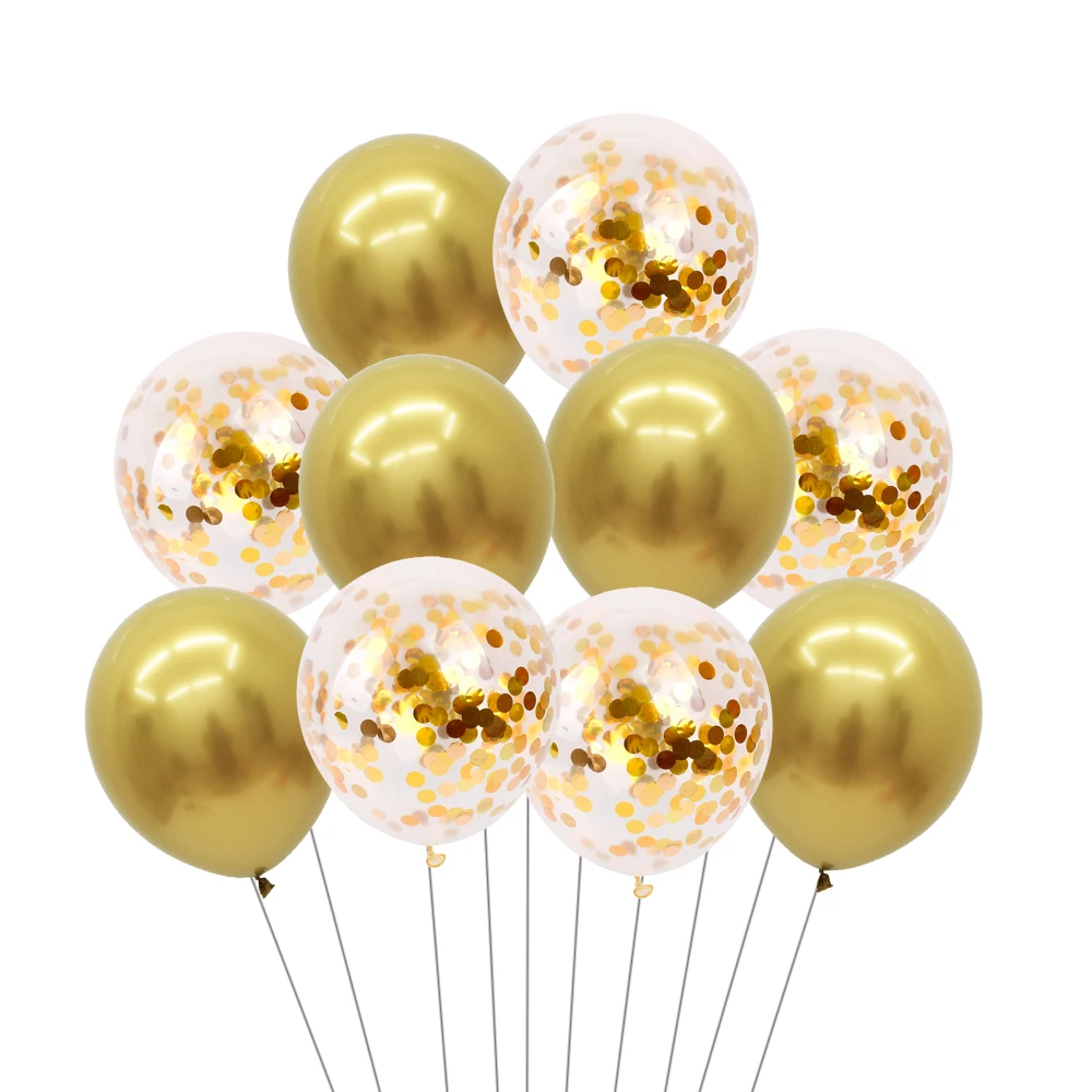 Gold Confetti 10 шт. 12 дюймов блестящие металлические перламутровые латексные шары толстые Хромированные Металлические цвета надувные воздушные шары Globos декор для дня рождения - Цвет: Gold Confetti