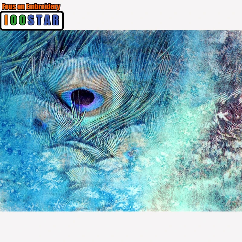 Алмазная вышивка сделай сам крестиком перо павлина полноразмерная/Круглая
