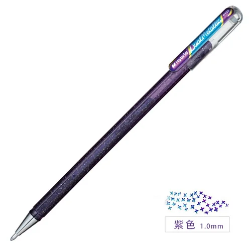 Фиолетовый Гибридный двойной гель с металлическим эффектом Pentel, ручка 1,0 мм, блестящие гелевые ручки для скрапбукинга, креативные канцелярские принадлежности для творчества, Kawaii, школьные принадлежности K110 - Цвет: Фиолетовый