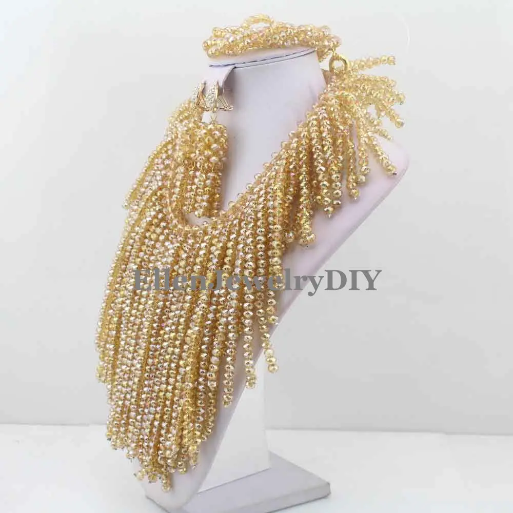 Роскошные серьги с шампанским нигерийские Свадебные африканские бусины