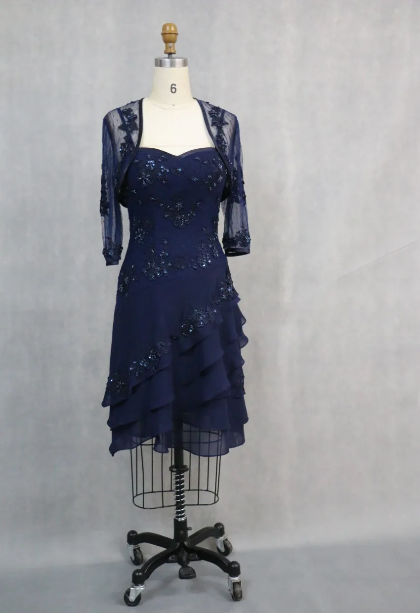 Горячая Распродажа платье для матери невесты с жакетом 2019 аппликацией из бисера