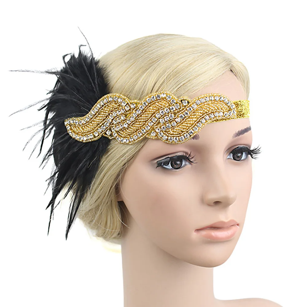 Повязка на голову с перьями 20 s Great Gatsby блестящая лента для волос аксессуары