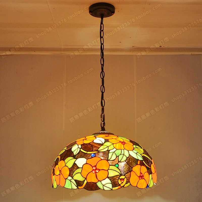 45 см европейские богатые цветы стеклянная люстра Tiffanylamp Ресторан Бар