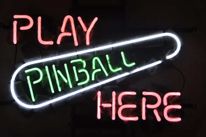 

NEON SIGN For Play Pinball Here Game Room Signboard REAL GLASS BEER BAR PUB display outdoor Light Signs 17*14"