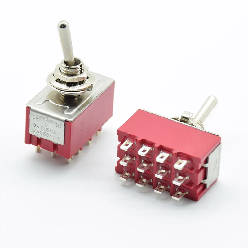 Новый красный 12 Pins ON OFF ON/ON 3/2 положение мини тумблер AC 6A/125V 2A/250V с паечным