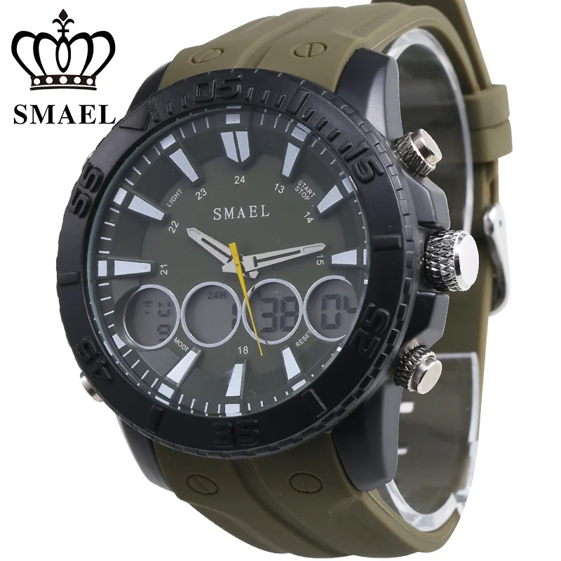 Мужские электронные часы со светодиодный Ной подсветкой и силиконовым