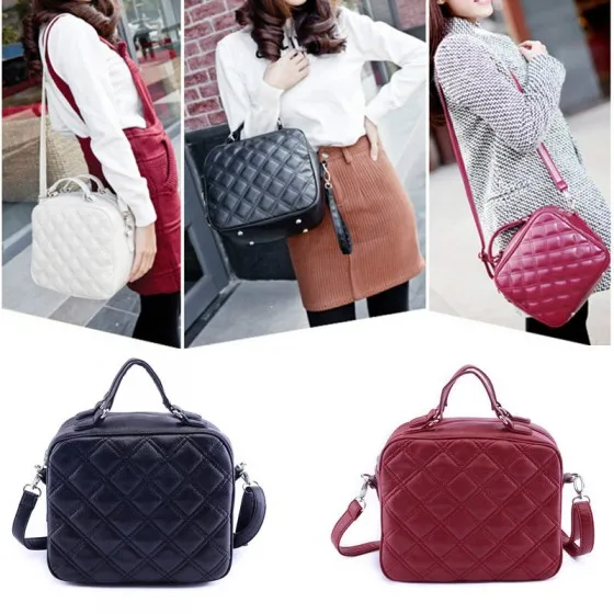 LONGSTAR Fashion Women Shoulder Bag PU Leather Check Pattern Crossbody Messenger Tote |