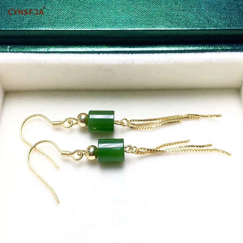 Сертифицированный подвескаиз натурального камня jade Jasper Nephrite инкрустированный стерлингового серебра 925 счастливые серьги с нефритом зеленый высокое качество чудесные подарки