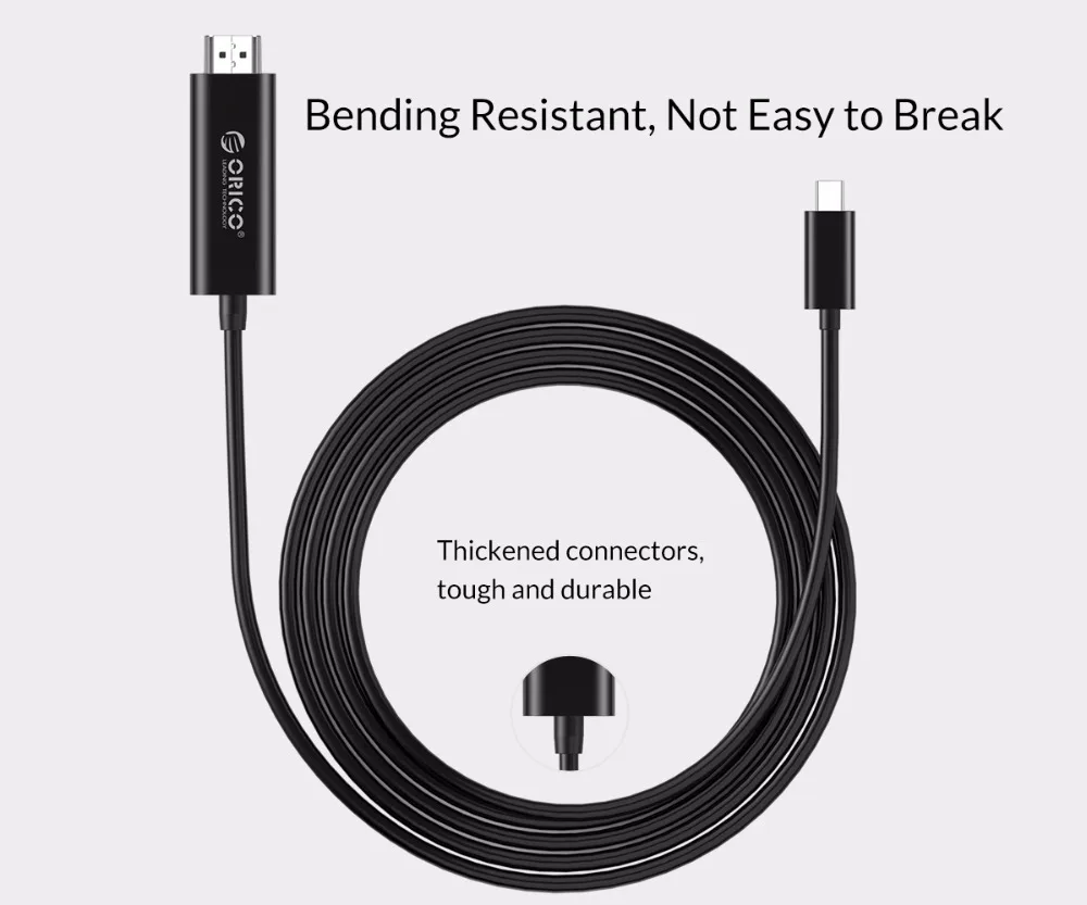 Кабель USB C к HDMI ORICO кабель 4K 1080P 3D Type для Samsung S8 S9 Hawei 10 P20 HD ТВ игр адаптер MacBook C|Кабели