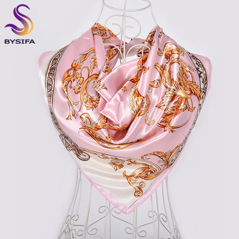 

[BYSIFA] Head Scarf Hijab Foulard Femme New Luxury White Shawls Women's Head Scarfs Cape 90*90cm Ladies Satin Square Scarves