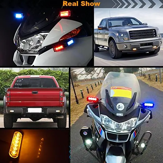 

2pc 12V 24V 6 Led Strobe Warning Light Strobe Grille Flashing Lightbar Truck Car Beacon Lamp Amber Red Blue White Traffic light