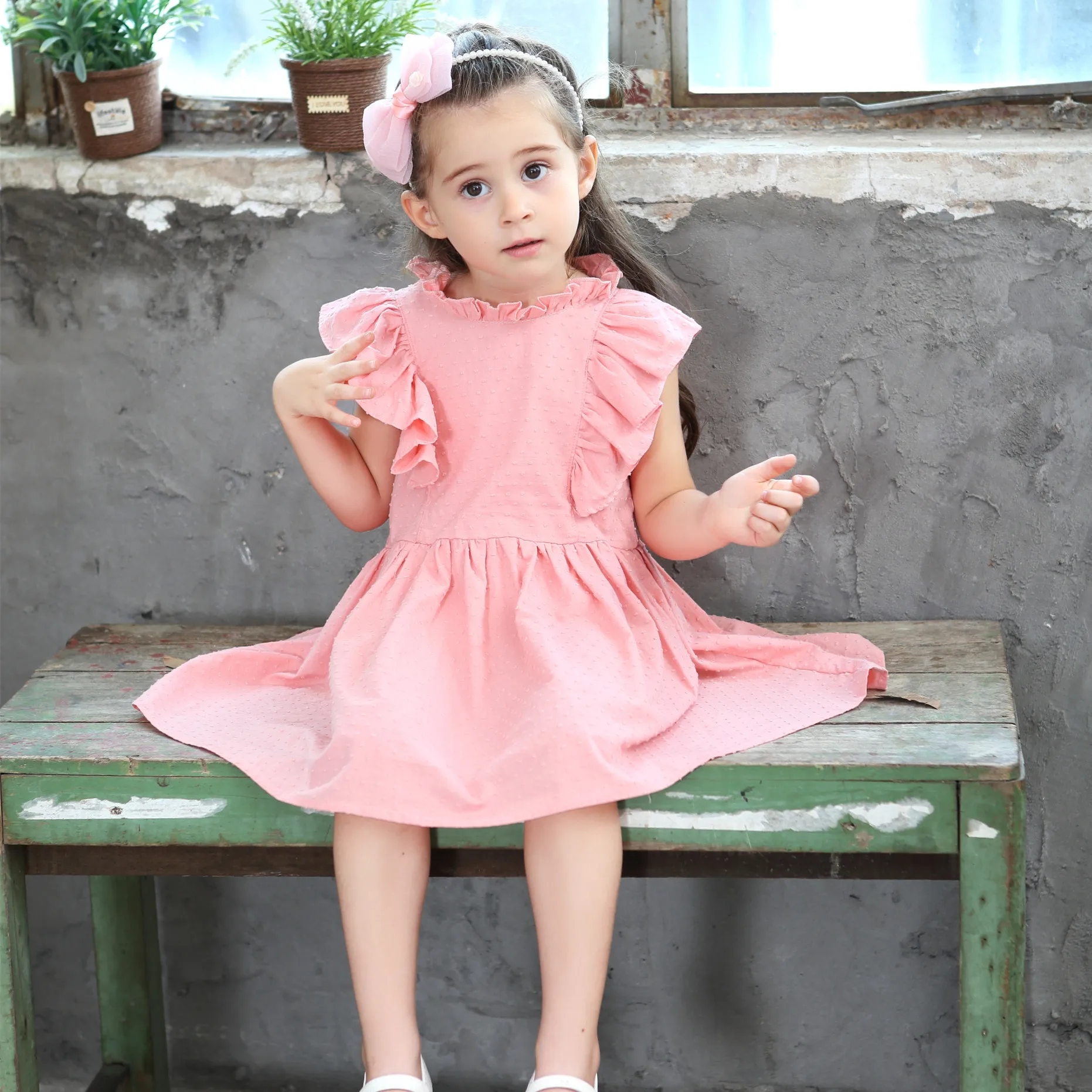 2019 Princess Costume Jacquard Ruffles Baby Girl Christmas Dress Thanksgiving Little Girls Clothing Pink Kids | Детская одежда и