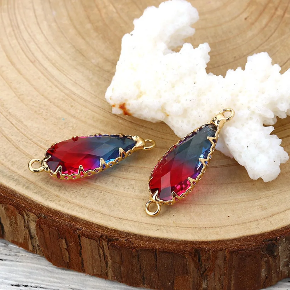 DoreenBeads медные и стеклянные соединители капли цвета золотой фуксии красочные