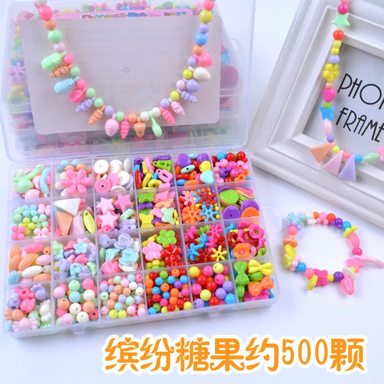 500-580 шт DIY ручные возможности Детские Бусы игрушки игрушка для обучения подарки для девочек милые красивые красочные ожерелья игрушки - Цвет: NO.4