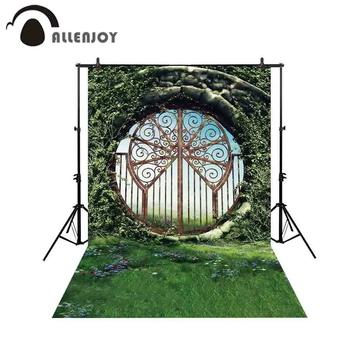 

Фон для профессиональной фотосъемки Allenjoy, фэнтезийные ворота, сад, весна, красочные цветы, Зеленые Лозы, газон, фотобудка