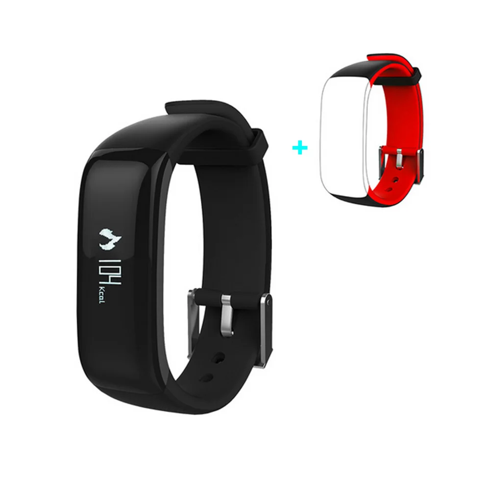 add a Red belt P1 Smartband часы кровяное давление Bluetooth умный Браслет монитор сердечного ритма умный Браслет фитнес для iOS Android телефон - Цвет: add a Red belt
