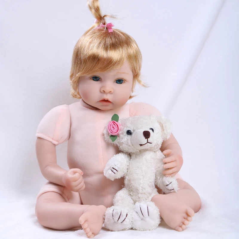 Силиконовые куклы Reborn Baby красивая виниловая кукла с медведем для девочек