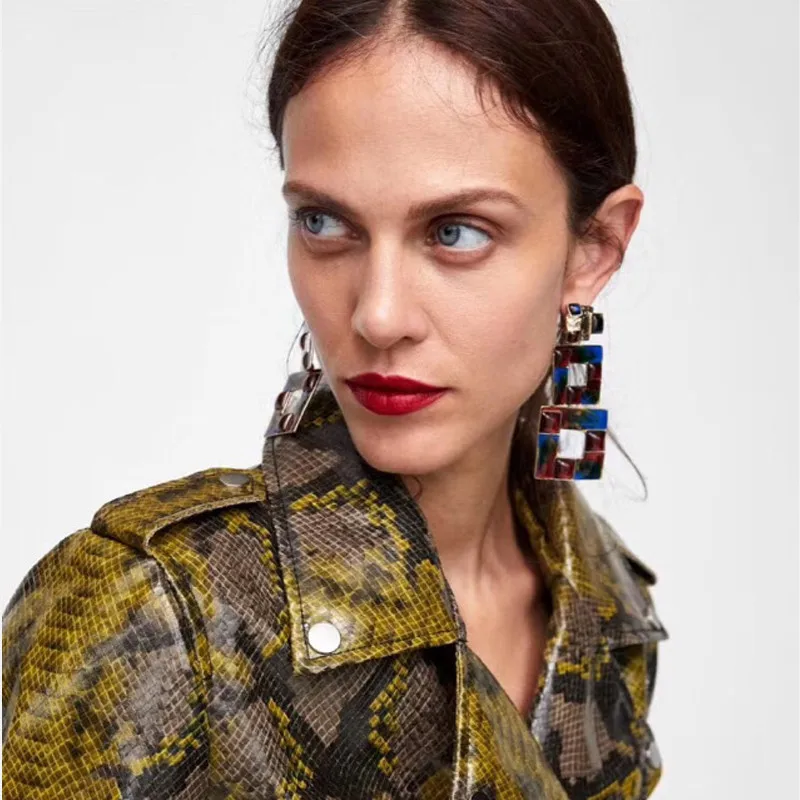 SexeMara 2019 ZA Colorful Square Drop Earrings For Women Geometric Statement Wedding Party Christmas Gift Jewelry Hot | Украшения и