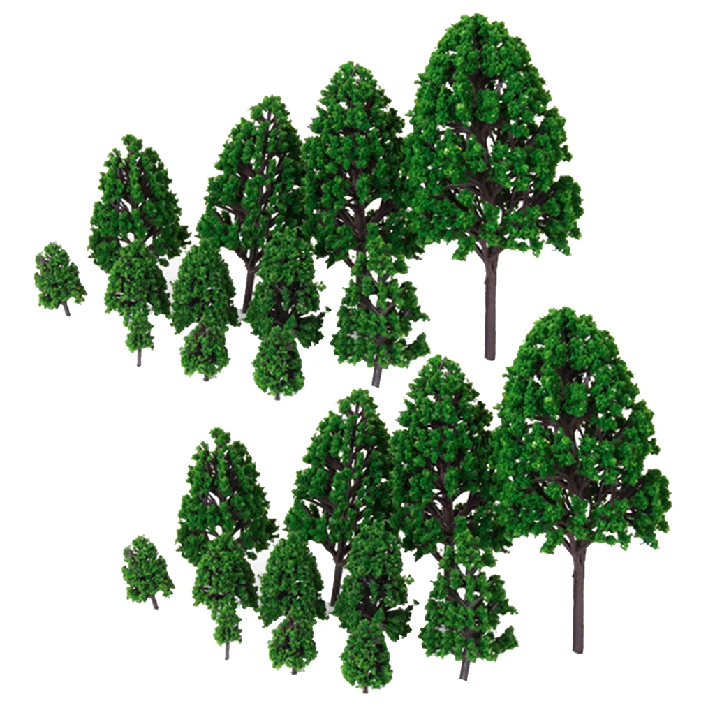 

24x Green Model Trees 1:50 3-16cm Height Mini for Roadway Railway Scenery Building Toy Gift Street Park Garden Layout Set