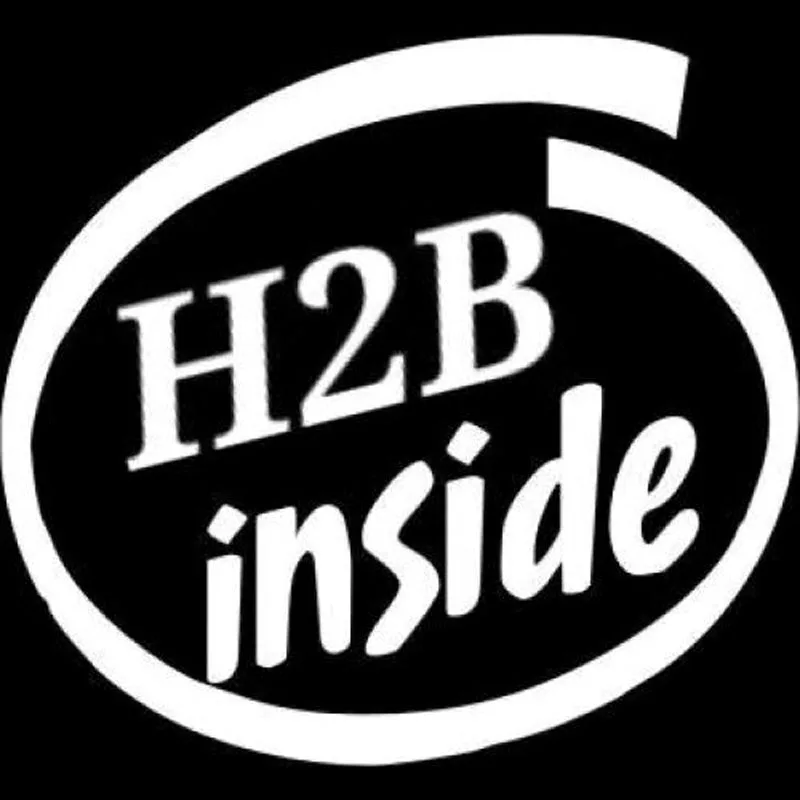 

15.5X14.3CM H2B INSIDE Funny Black/Silver Vinyl Decal Car Sticker Car-styling S8-0989