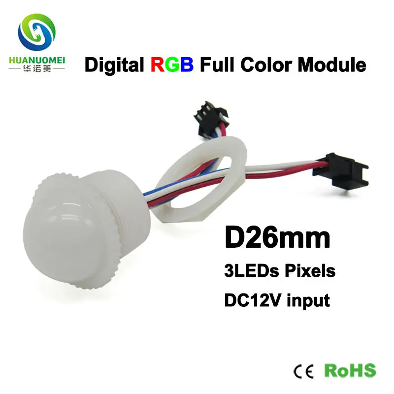 10 шт./лот 26 мм 3 светодиода UCS1903 5050 SMD цифровой модуль RGB светодиодная Пиксельная лампа полноцветная лампа 12 В постоянного тока молочная крышка Водонепроницаемая IP67