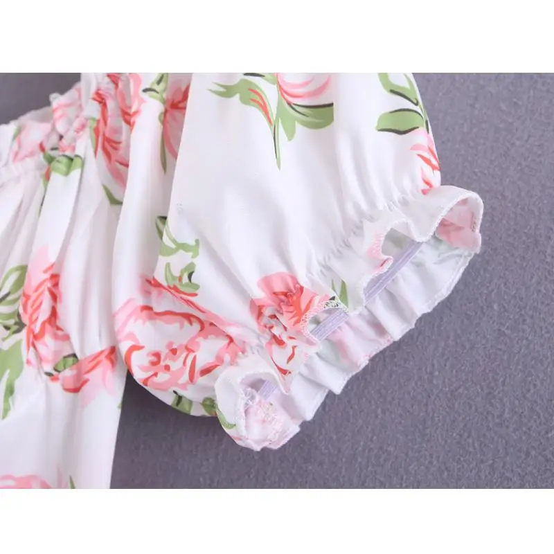 Белое летнее платье для женщин с вырезом лодочкой и цветочным принтом vestidos ropa mujer