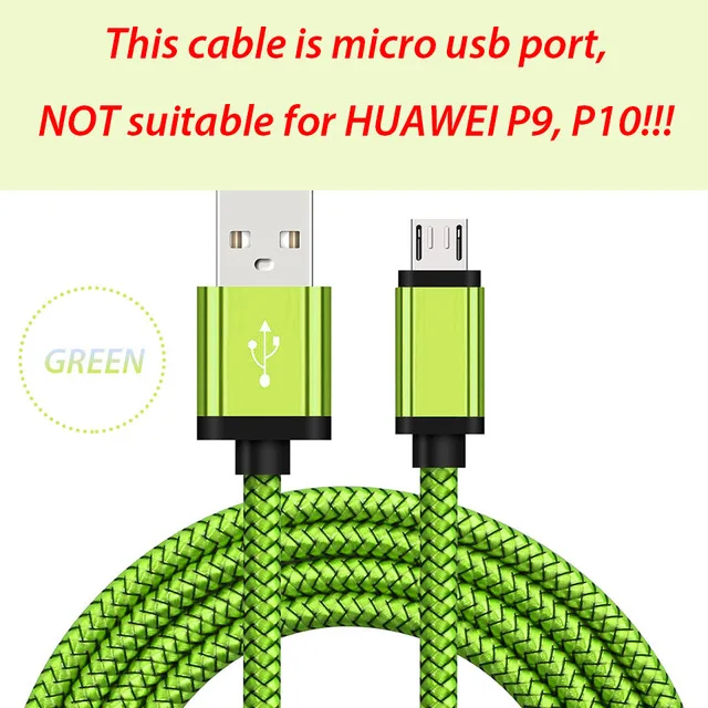 1/2/3 метра микро-usb кабель для зарядки 25 см Япония и Южная Корея микро USB кабель из нейлона длинный кабель для huawei Honor P9 Lite 8x Max P10 Lite Y9 7c 7x - Цвет: Green Cable Only