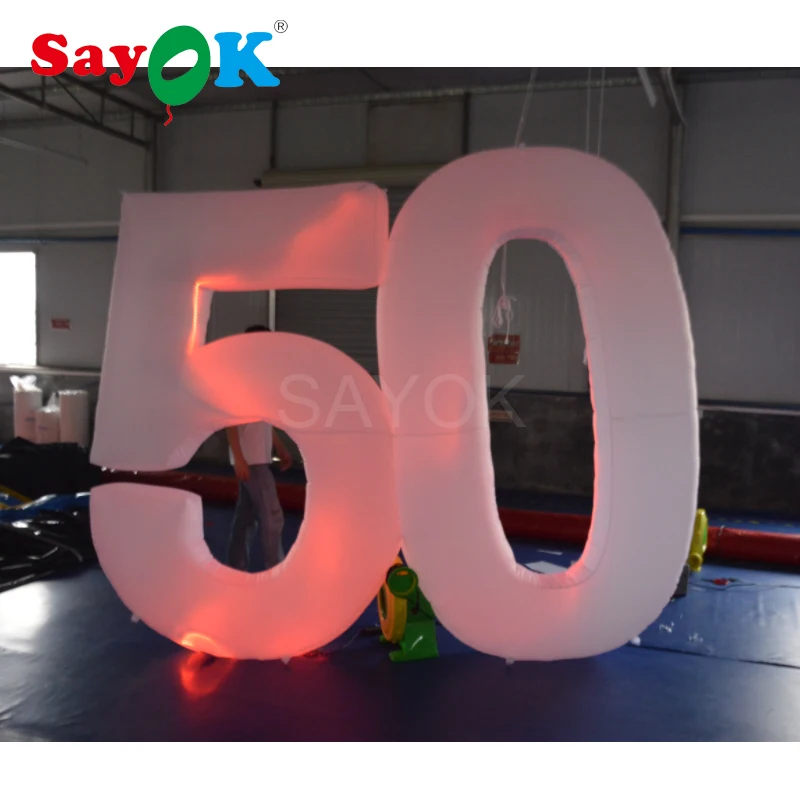Гигантские надувные буквы с подсветкой мВ цифрами 50 для свадьбы юбилея|letters with