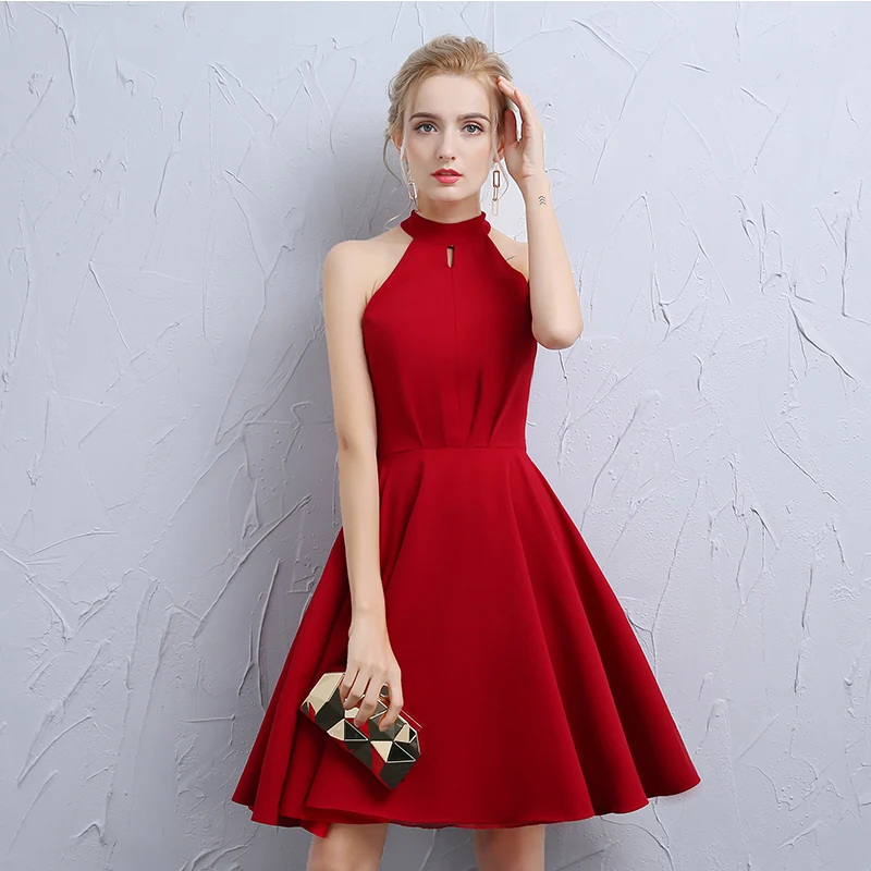 Do Dower Новое короткое вечернее платье для хозяйки банкета винно Красного цвета без