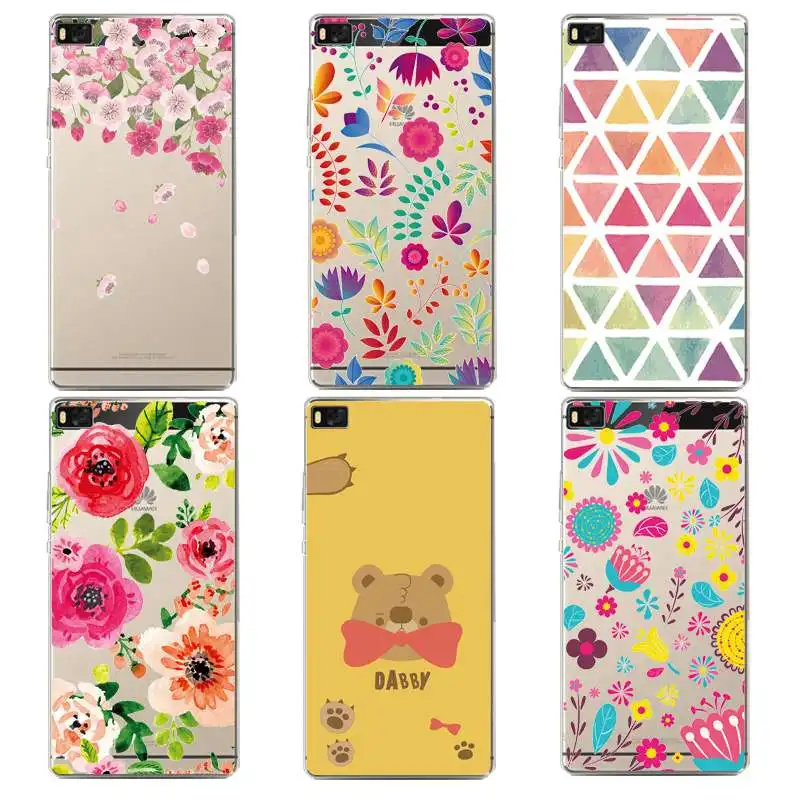 Милый мягкий прозрачный чехол для телефона из ТПУ с цветочным рисунком huawei P10plus P8