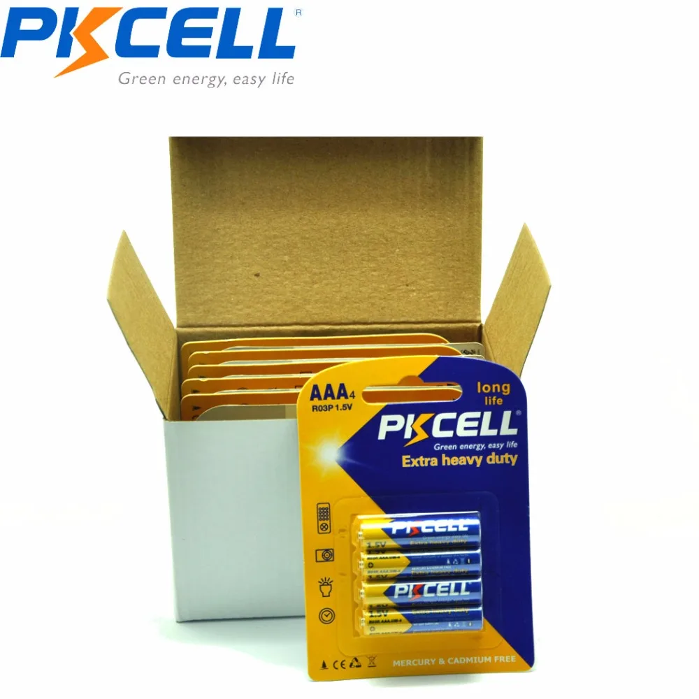 48 шт. PKCELL AAA Батарея 1 5 V дополнительные сверхмощная R03P угольно цинковые R03 UM 4 один