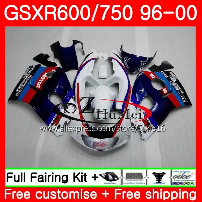 

Body For SUZUKI GSX-R600 GSXR 600 750 SRAD 27SH19 white blue GSXR750 96 97 98 99 00 GSXR600 1996 1997 1998 1999 2000 Fairings