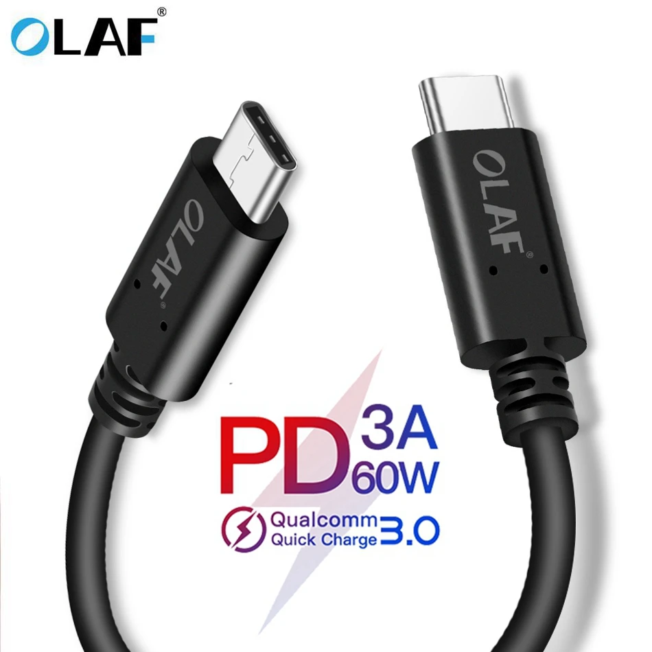 Олаф usb type C к USB C кабель для samsung Galaxy S9 Plus Note 9 поддержка PD 60 Вт QC3.0 3A кабель быстрой зарядки для устройств типа C