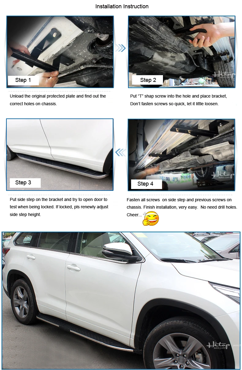 Горячие Подножка педаль бар Бег доска для Toyota Highlander Kluger-, популярная модель в Китае, 5 лет Сделано в Китае